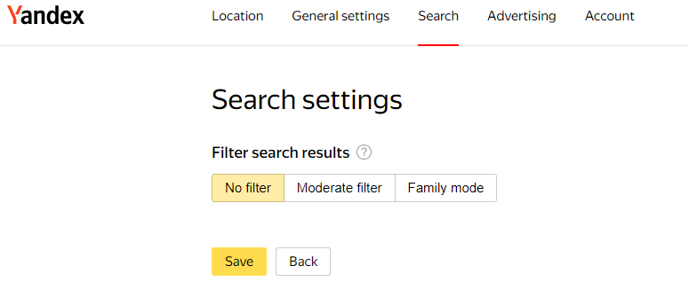 laman search setting yandex.com